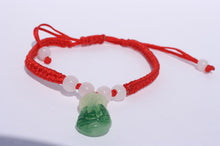 Load image into Gallery viewer, White and Emerald Green Jade Guanyin Bracelet