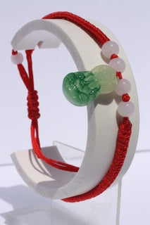 White and Emerald Green Jade Guanyin Bracelet