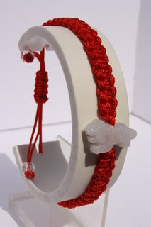 Jade Tiger Center Stone Red Silky Cord Bracelet