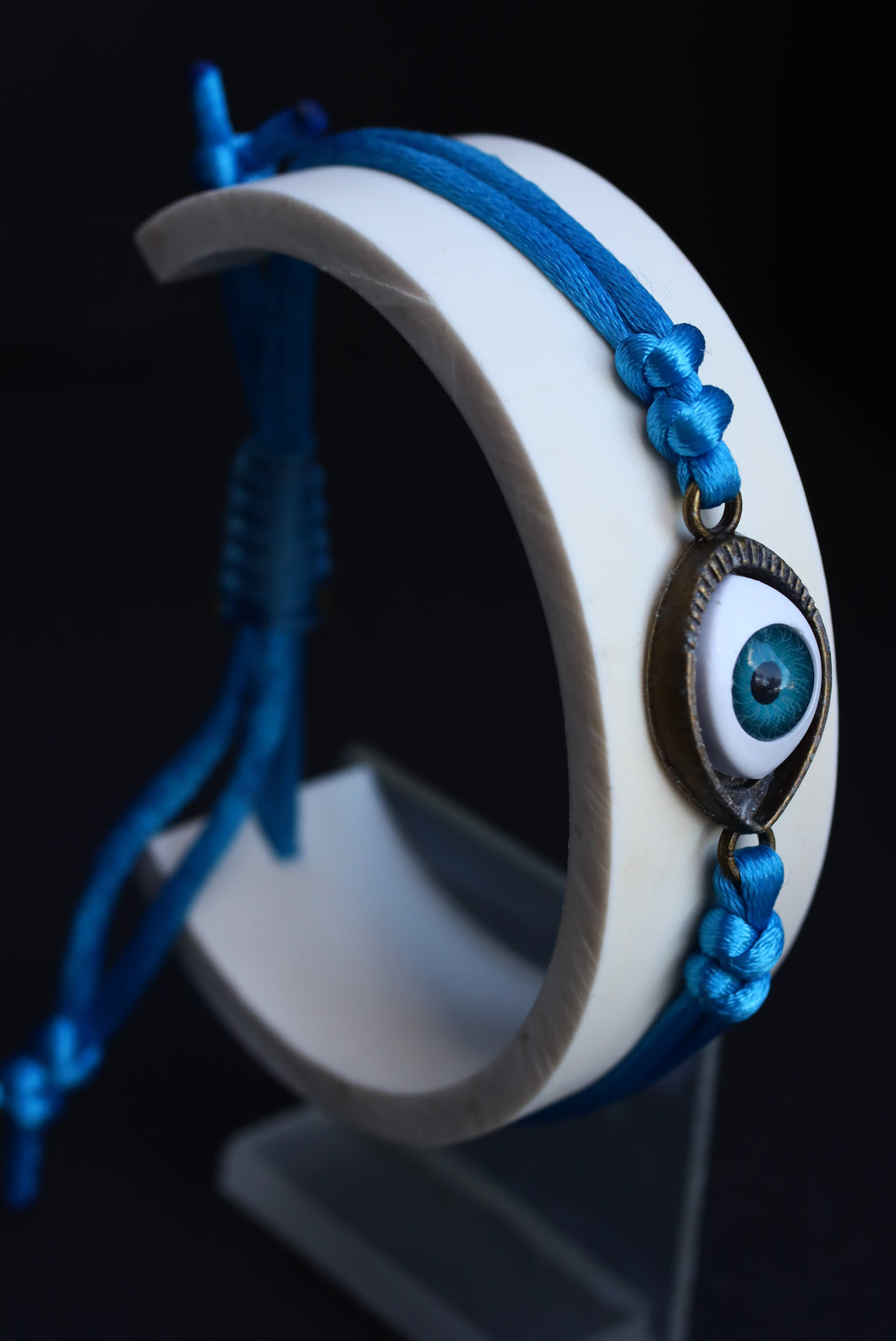 Evil Eye Teal Knotted Cord Bracelet