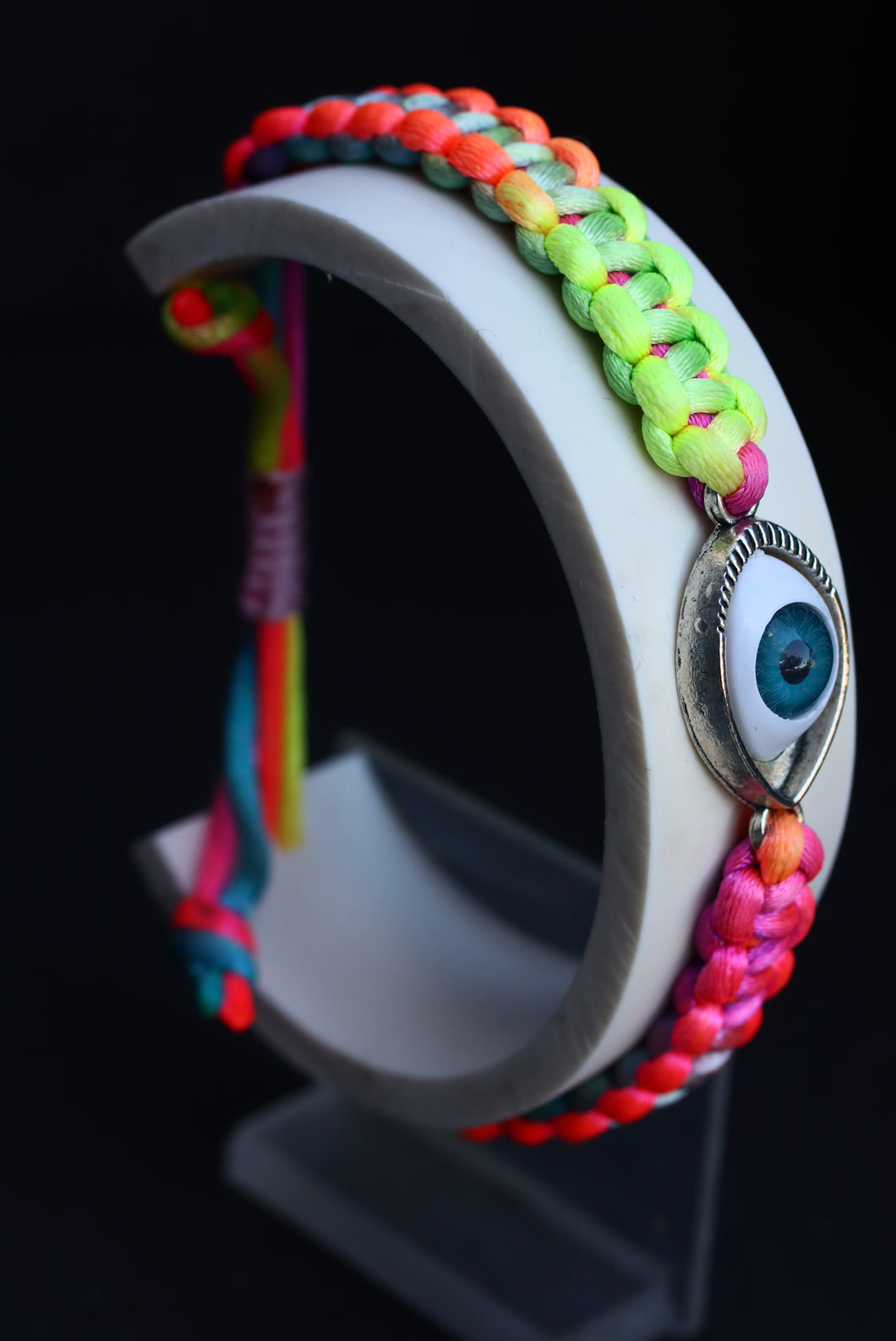 Evil Eye Neon Braided Cord Bracelet