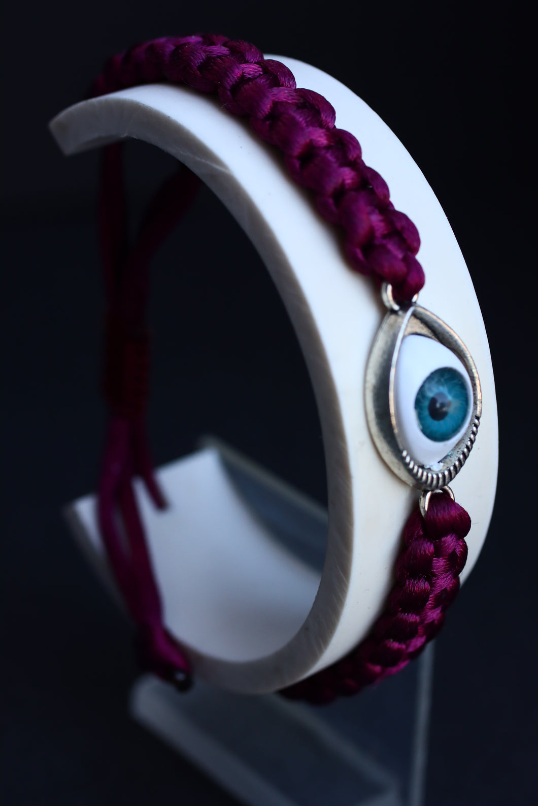 Evil Eye Purple Braided Cord Bracelet