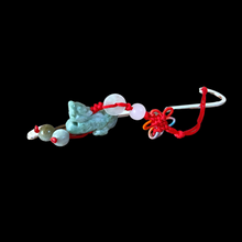 Load image into Gallery viewer, Silver Plated Hook Bookmark with Hanging Jade Dragon
