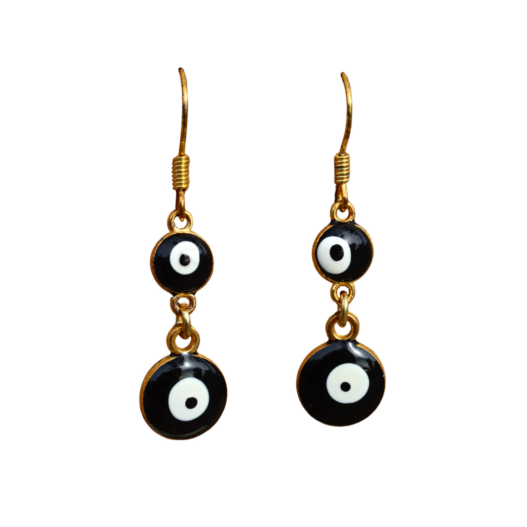 Black Double Evil Eye Earrings