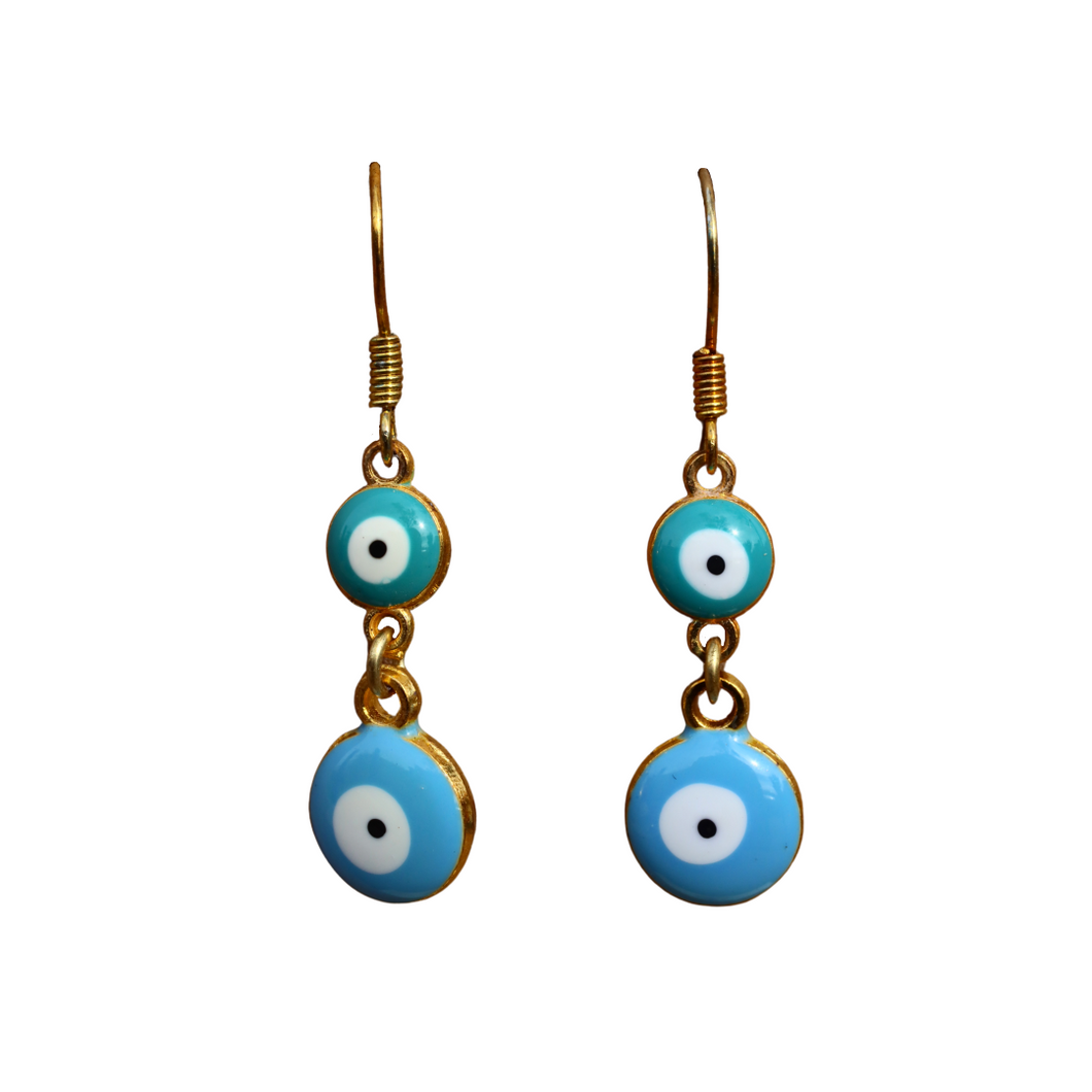 Light Blue Double Evil Eye Earrings