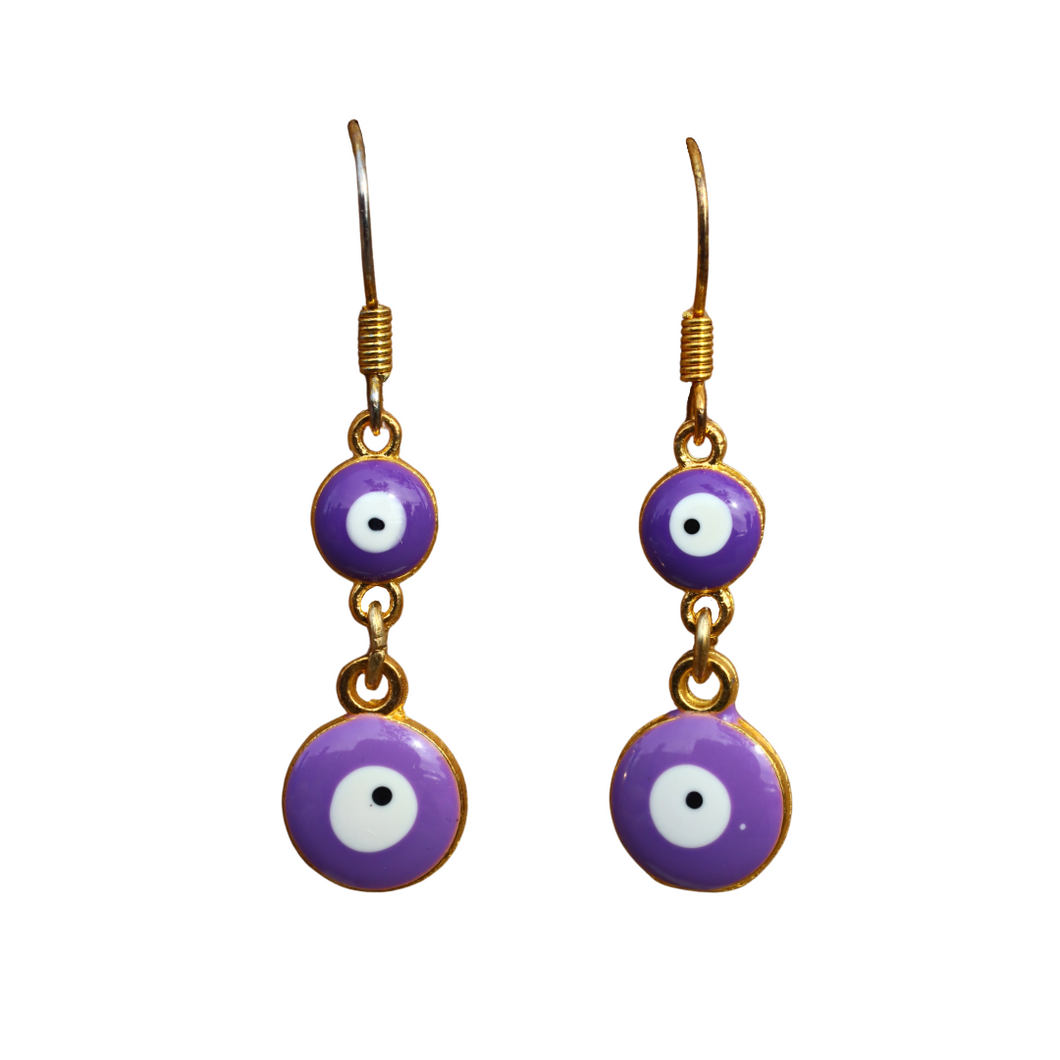 Purple  Double Evil Eye Earrings