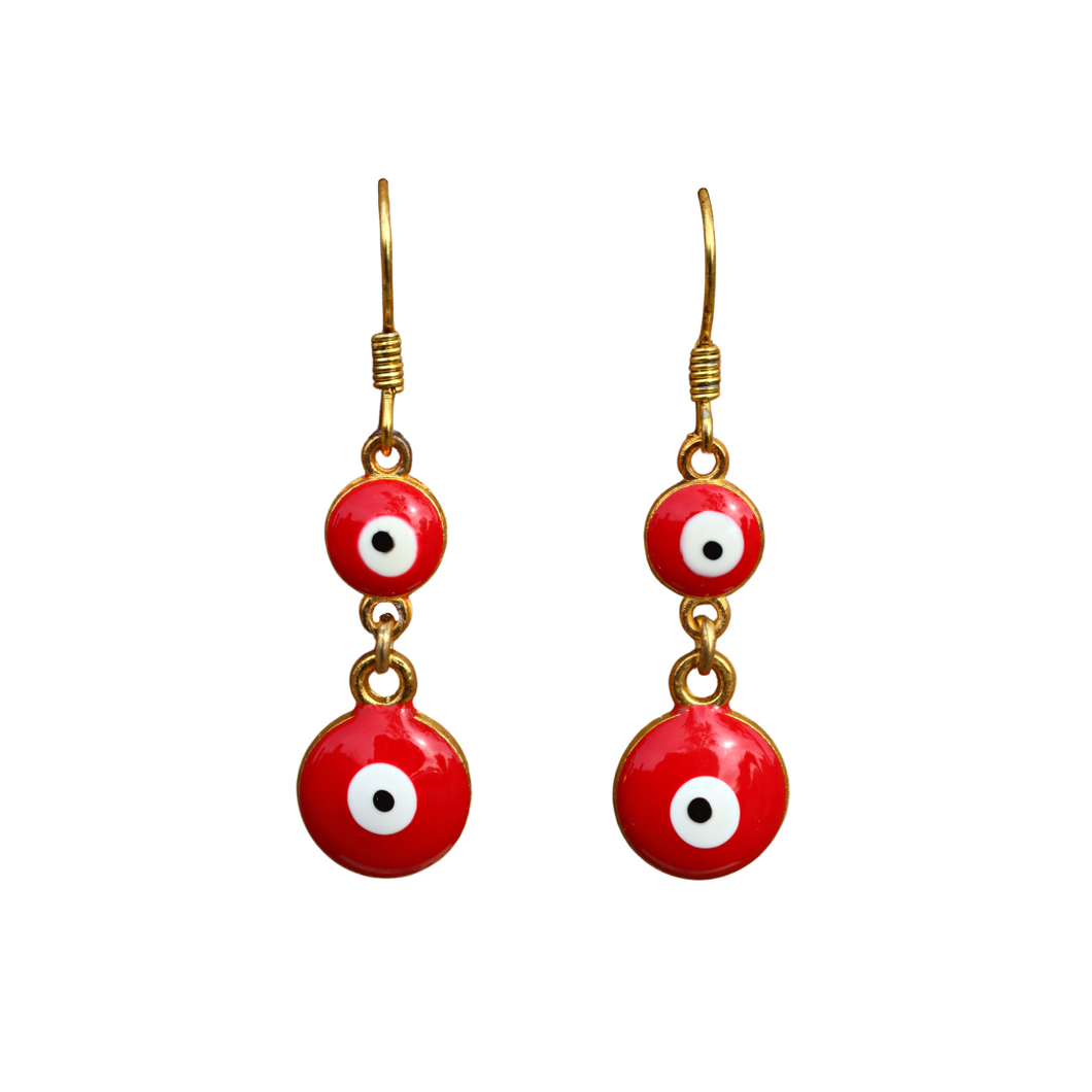 Red Double Evil Eye Earrings