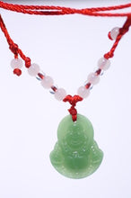 Load image into Gallery viewer, Apple Green Jade Laughing Buddha Necklace
