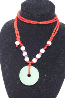 Mint green Jade Large Disc Pendant Necklace